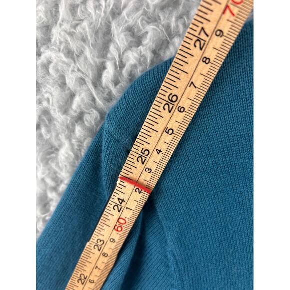 Lands’ End Supima Cotton V-Neck Sweater Men’s Medium Teal Long Sleeve Knit - Picture 6 of 6